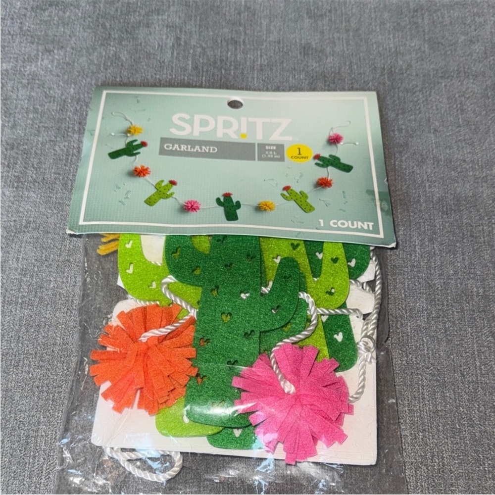 Spritz Felt Cactus Garland with Pom Poms